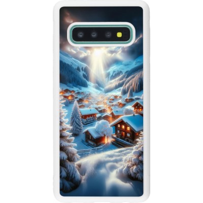 Coque Samsung Galaxy S10 - Silicone rigide blanc Mont Neige Lumière