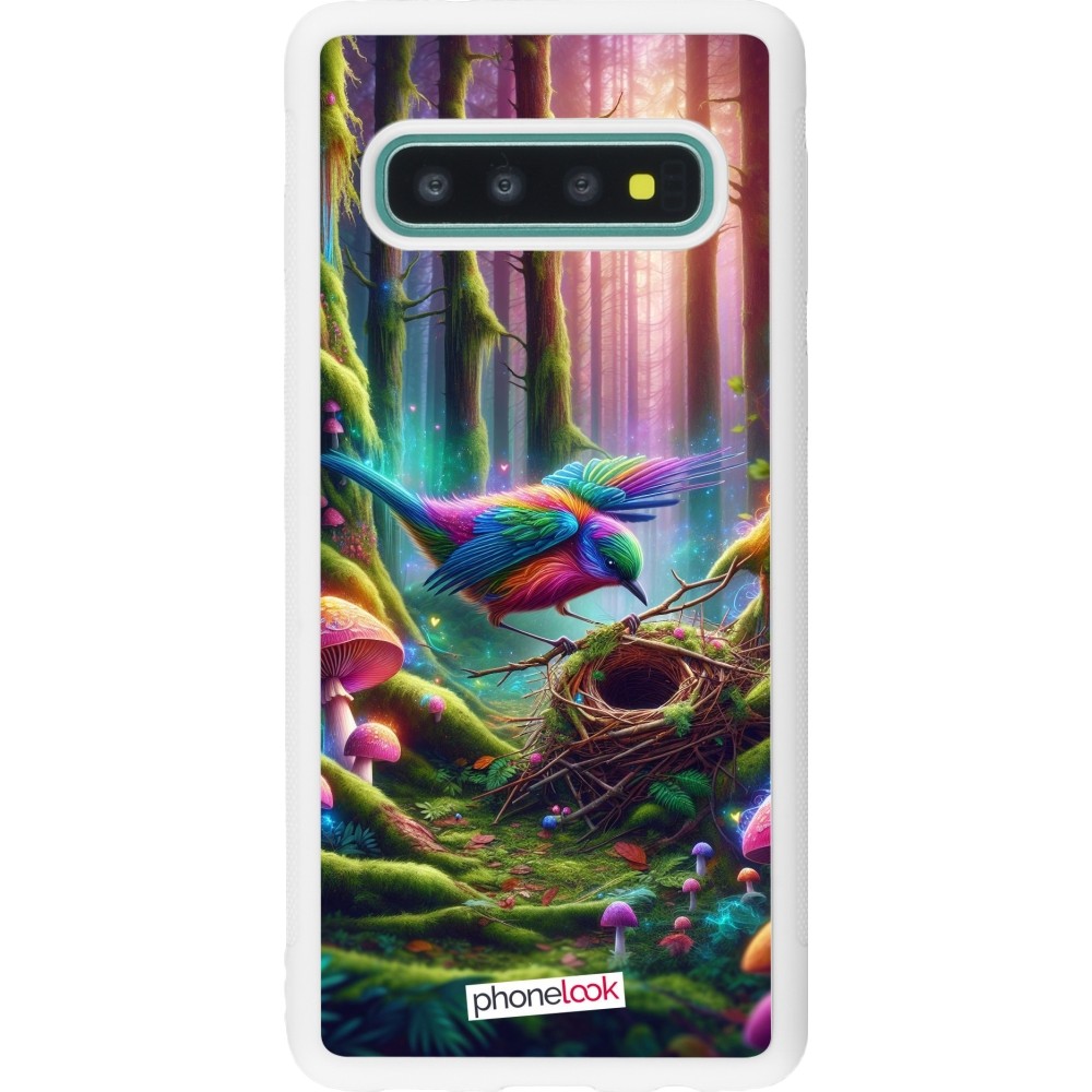 Coque Samsung Galaxy S10 - Silicone rigide blanc Oiseau Nid Forêt