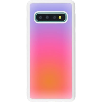 Coque Samsung Galaxy S10 - Silicone rigide blanc Orange Pink Blue Gradient