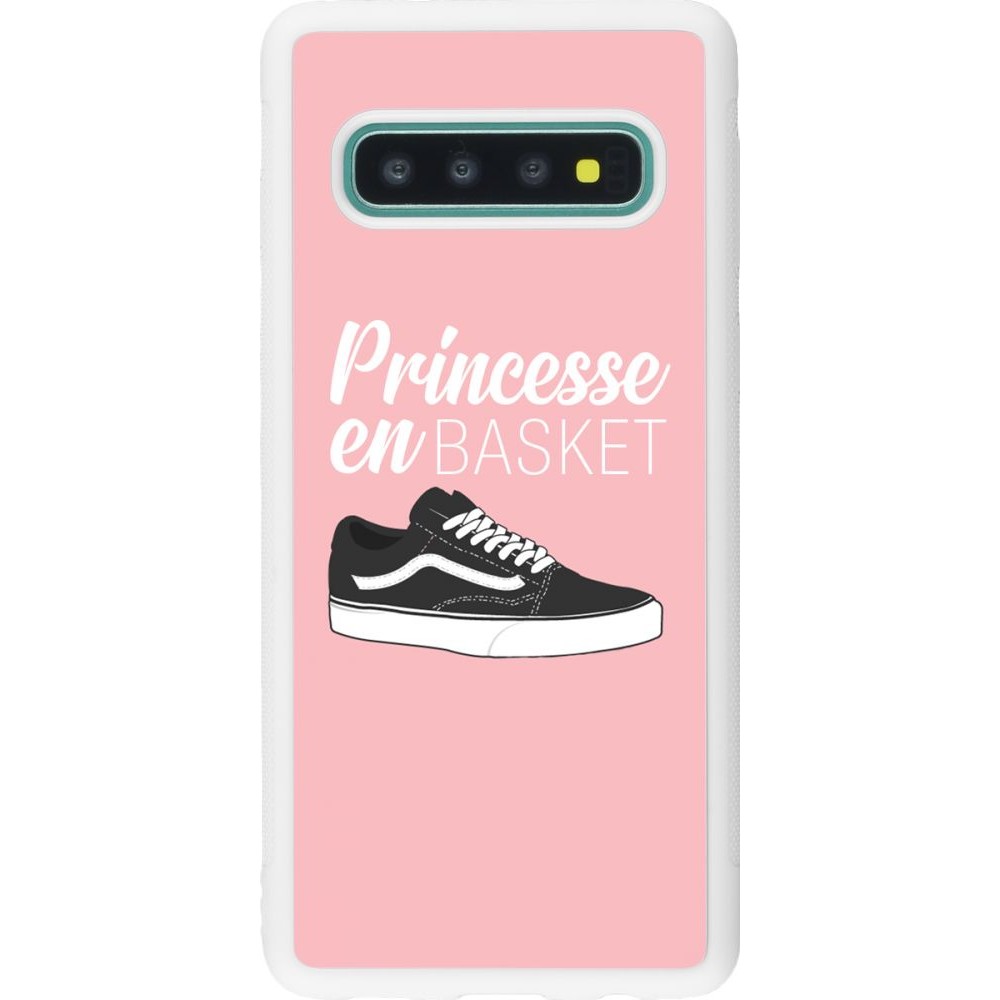 Coque Samsung Galaxy S10 - Silicone rigide blanc princesse en basket