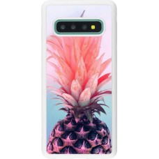 Coque Samsung Galaxy S10 - Silicone rigide blanc Purple Pink Pineapple