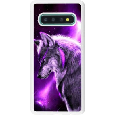 Coque Samsung Galaxy S10 - Silicone rigide blanc Purple Sky Wolf