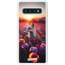 Coque Samsung Galaxy S10 - Silicone rigide blanc Renard pourpre au crépuscule