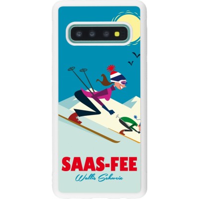 Coque Samsung Galaxy S10 - Silicone rigide blanc Saas-Fee Ski Downhill