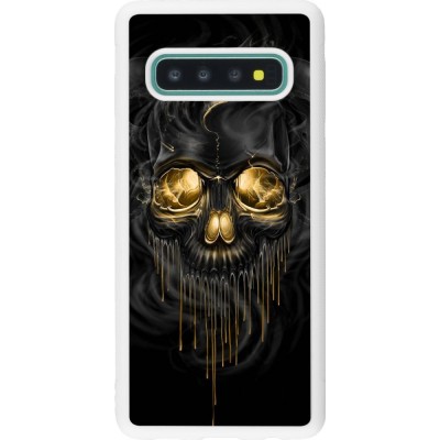 Coque Samsung Galaxy S10 - Silicone rigide blanc Skull 02