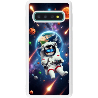 Coque Samsung Galaxy S10 - Silicone rigide blanc VR SpaceCat Odyssey