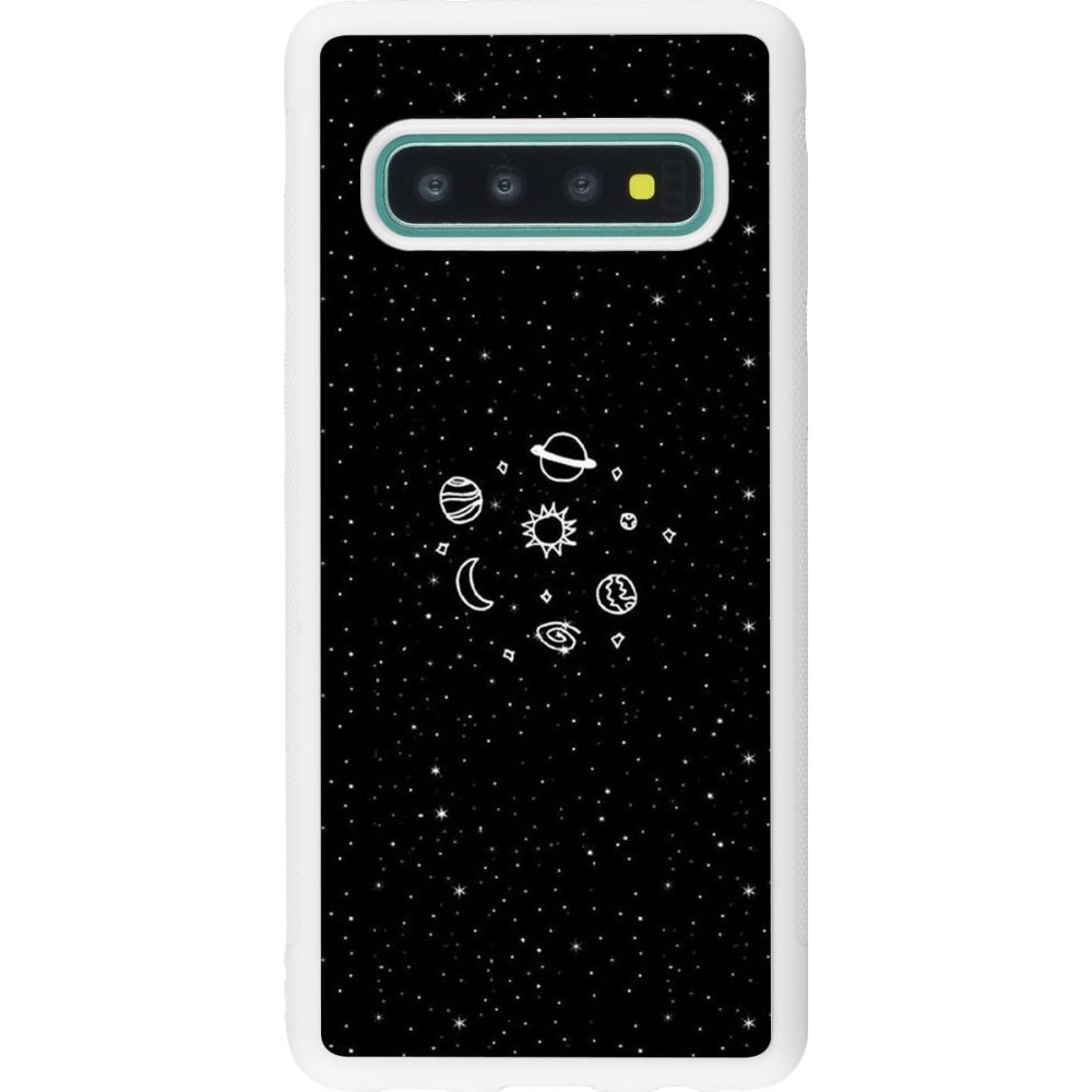 Coque Samsung Galaxy S10 - Silicone rigide blanc Space Doodle