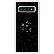 Coque Samsung Galaxy S10 - Silicone rigide blanc Space Doodle