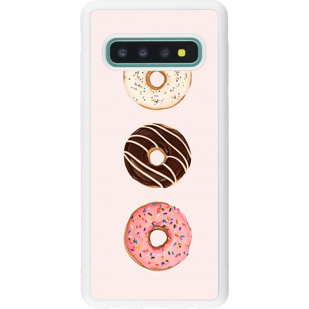 Coque Samsung Galaxy S10 - Silicone rigide blanc Spring 23 donuts