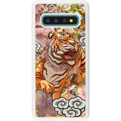 Coque Samsung Galaxy S10 - Silicone rigide blanc Spring 23 japanese tiger