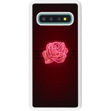 Coque Samsung Galaxy S10 - Silicone rigide blanc Spring 23 neon rose