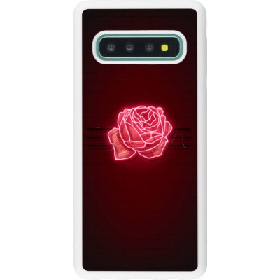 Coque Samsung Galaxy S10 - Silicone rigide blanc Spring 23 neon rose