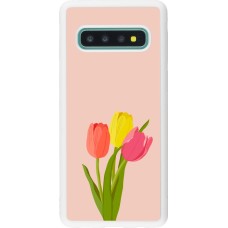 Coque Samsung Galaxy S10 - Silicone rigide blanc Spring 23 tulip trio