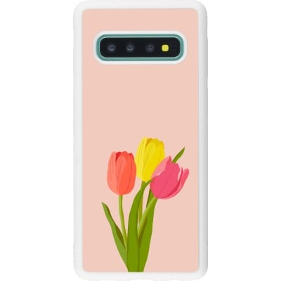 Coque Samsung Galaxy S10 - Silicone rigide blanc Spring 23 tulip trio