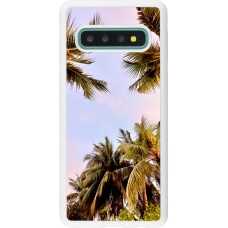 Coque Samsung Galaxy S10 - Silicone rigide blanc Summer 2023 palm tree vibe