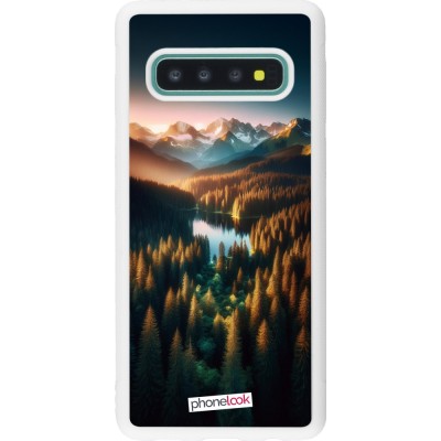 Coque Samsung Galaxy S10 - Silicone rigide blanc Sunset Forest Lake