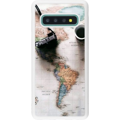 Coque Samsung Galaxy S10 - Silicone rigide blanc Travel 01