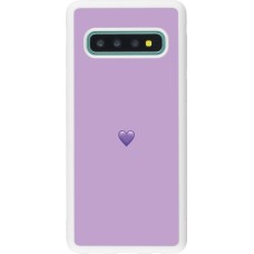 Coque Samsung Galaxy S10 - Silicone rigide blanc Valentine 2023 purpule single heart