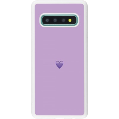 Coque Samsung Galaxy S10 - Silicone rigide blanc Valentine 2023 purpule single heart