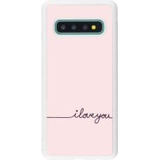 Coque Samsung Galaxy S10 - Silicone rigide blanc Valentine 2023 i love you writing