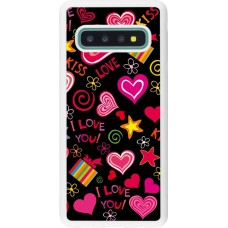 Coque Samsung Galaxy S10 - Silicone rigide blanc Valentine 2023 love symbols