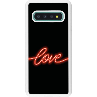 Coque Samsung Galaxy S10 - Silicone rigide blanc Valentine 2023 neon love