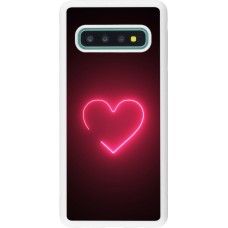 Coque Samsung Galaxy S10 - Silicone rigide blanc Valentine 2023 single neon heart