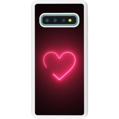 Coque Samsung Galaxy S10 - Silicone rigide blanc Valentine 2023 single neon heart