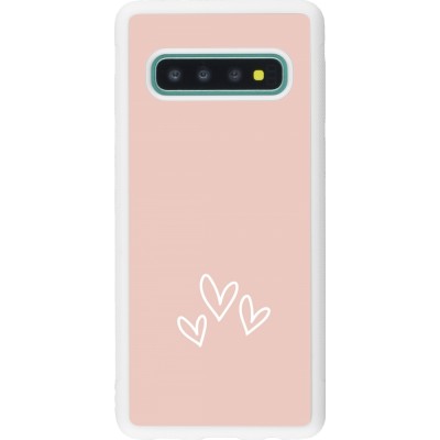 Coque Samsung Galaxy S10 - Silicone rigide blanc Valentine 2023 three minimalist hearts