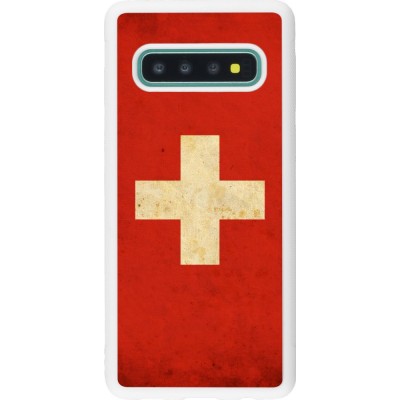 Coque Samsung Galaxy S10 - Silicone rigide blanc Vintage Flag SWISS