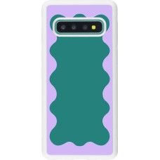 Coque Samsung Galaxy S10 - Silicone rigide blanc Wavy Rectangle Green Purple