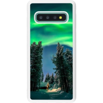 Coque Samsung Galaxy S10 - Silicone rigide blanc Winter 22 Northern Lights