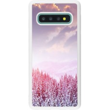 Coque Samsung Galaxy S10 - Silicone rigide blanc Winter 22 Pink Forest