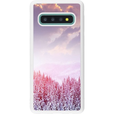 Coque Samsung Galaxy S10 - Silicone rigide blanc Winter 22 Pink Forest