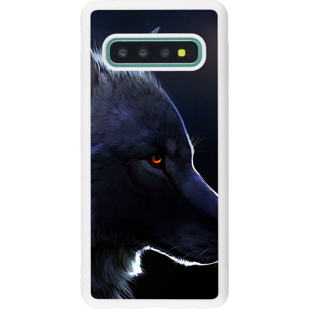 Coque Samsung Galaxy S10 - Silicone rigide blanc Wolf Shape