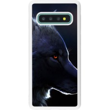 Coque Samsung Galaxy S10 - Silicone rigide blanc Wolf Shape