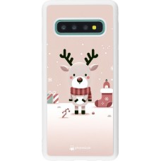 Coque Samsung Galaxy S10 - Silicone rigide blanc Noël 2023 Choupinette Renne