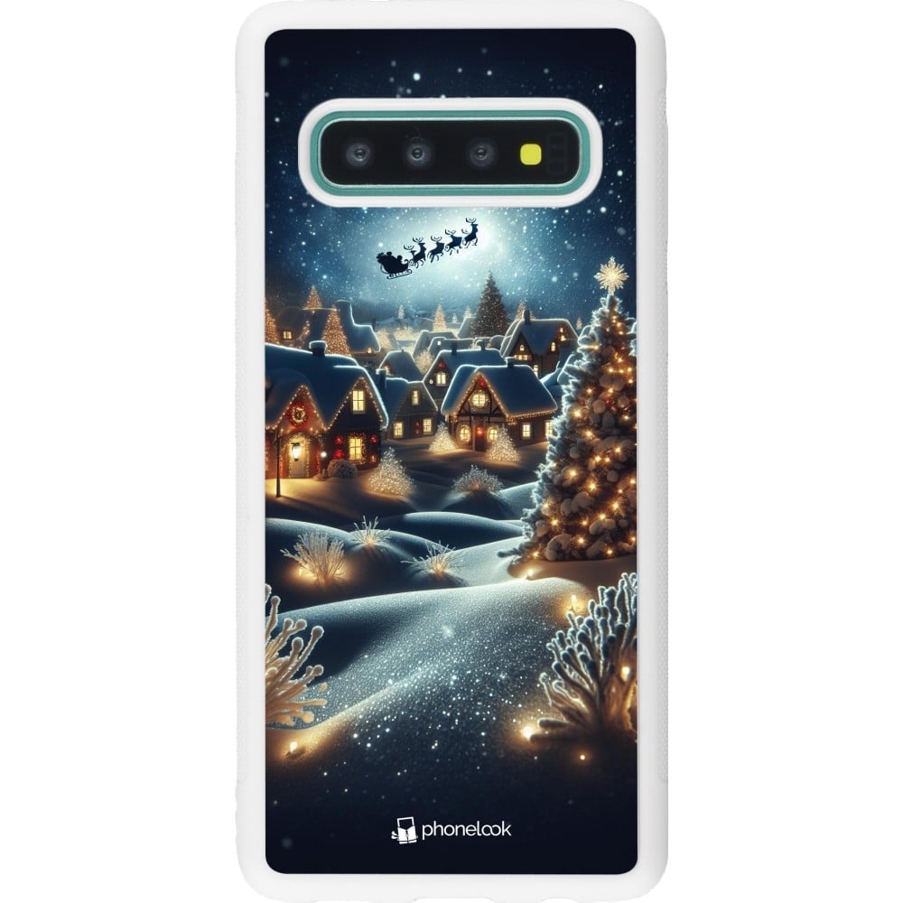 Coque Samsung Galaxy S10 - Silicone rigide blanc Noël 2023 Christmas is Coming