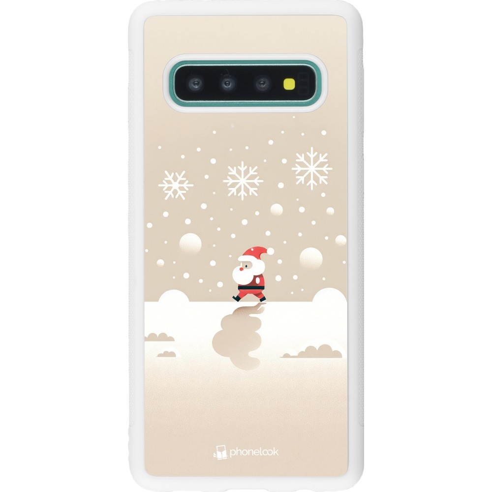 Coque Samsung Galaxy S10 - Silicone rigide blanc Noël 2023 Minimalist Santa