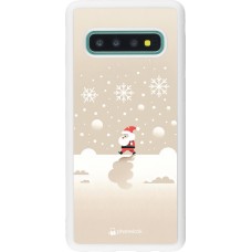 Coque Samsung Galaxy S10 - Silicone rigide blanc Noël 2023 Minimalist Santa