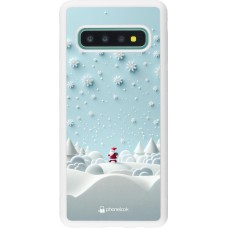 Coque Samsung Galaxy S10 - Silicone rigide blanc Noël 2023 Petit Père Flocon