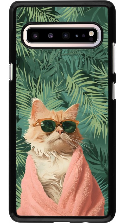 Coque Samsung Galaxy S10 5G - Cat Summer Palms