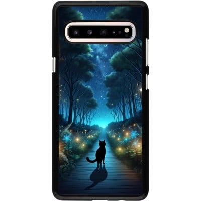 Coque Samsung Galaxy S10 5G - Chat noir promenade