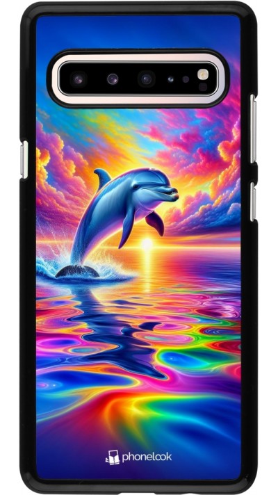 Coque Samsung Galaxy S10 5G - Dauphin arc-en-ciel heureux