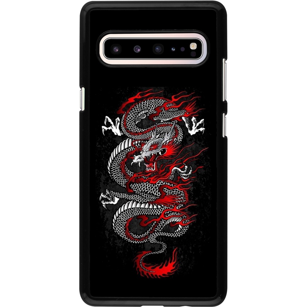 Coque Samsung Galaxy S10 5G - Japanese style Dragon Tattoo Red Black