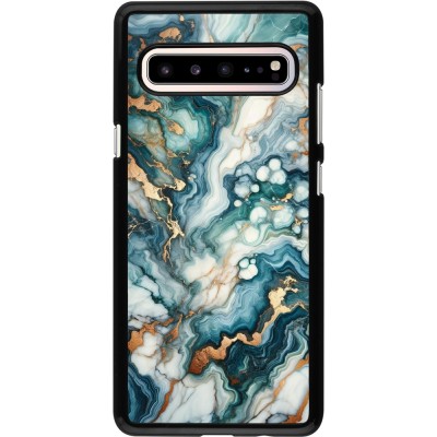 Coque Samsung Galaxy S10 5G - Marbre Vert Bleu Doré