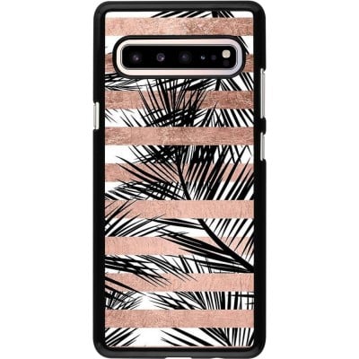 Coque Samsung Galaxy S10 5G - Palm trees gold stripes