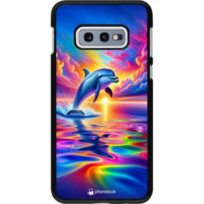 Coque Samsung Galaxy S10e - Dauphin arc-en-ciel heureux