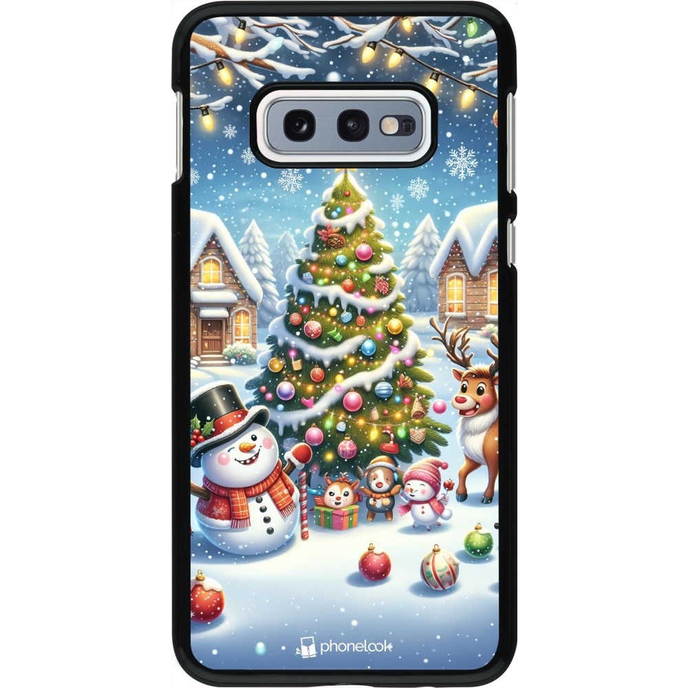 Coque Samsung Galaxy S10e - Noël 2023 bonhomme de neige et sapin