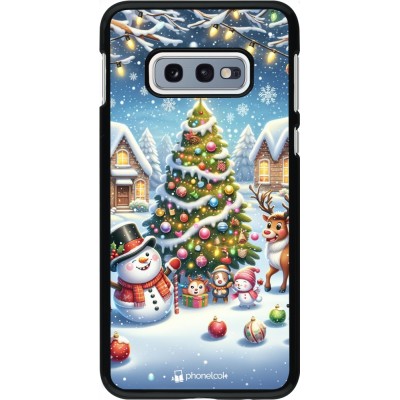 Coque Samsung Galaxy S10e - Noël 2023 bonhomme de neige et sapin